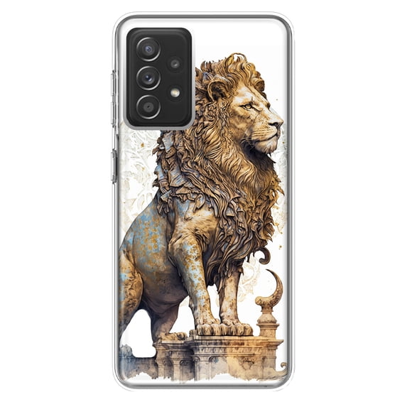 MUNDAZE Samsung Galaxy A72 Ancient Lion Sculpture Shockproof Clear Hybrid Protective Phone Case Cover