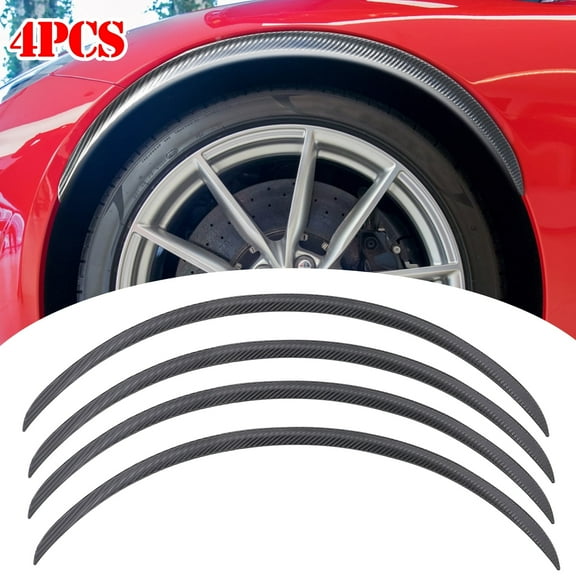 AUTOXBERT 4X Car Truck Wheel Fender Flare Molding Trim Cover Carbon Paint Protector Fiber Trim Lips Strip