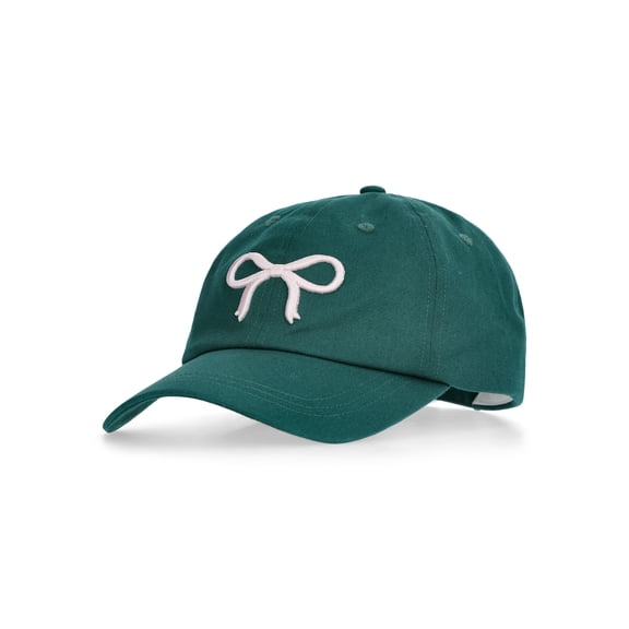 No Boundaries' Cotton Baseball Cap with Bow, Green