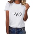 thumbnail image 1 of Diufon Hauts de la Saint-Valentin pour Femmes, Tunique Décontractée à Manches Courtes, Chandail à Col Rond, Blouse Tendance Mignonne à Imprimé Graphique, 1 of 6
