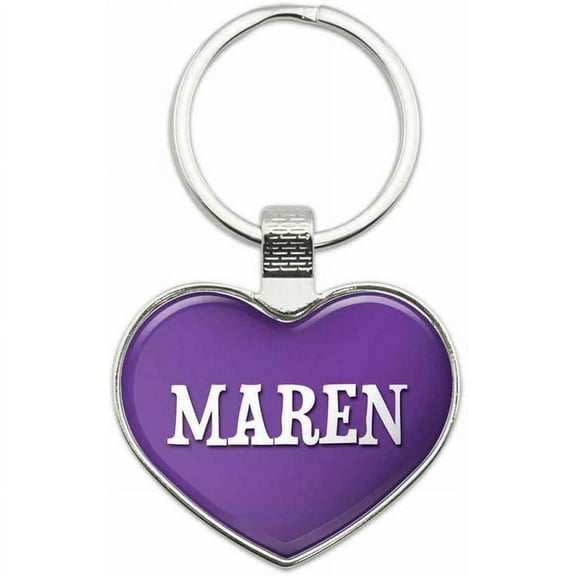 Maren - Names Female Metal Heart Keychain Key Chain Ring, Purple