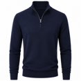 thumbnail image 2 of Quarter Zip Stand Collar Knit Pullover For Men Solid Color Long Sleeve Business Casual Sweater, 2 of 4