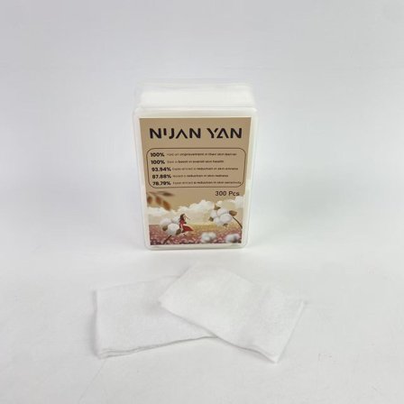 NUAN YAN Cosmetic cotton wool, 100% Pure Cotton Gauze, 2" x 2", White, 300-Count