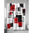 thumbnail image 5 of Shower Curtains Abstract Black Red Geometric Bath Curtain Stripes Modern Art Waterproof Bathroom Shower Curtain Set with Hooks Decoration 72 x 84 Inches, 5 of 7