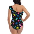 thumbnail image 5 of Rateoe Geometric 1980s Styled Pattern Women One Piece Swimsuits Tummy Control One Shoulder Bathing Suits Ruffle Swimwear-Large, 5 of 6
