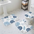 thumbnail image 3 of Summer Marine Life Bathroom Rugs Set Graffiti Coral Shell Conch Sea Blue Starfish Non Slip Absorbent Soft Bath Mats 3 Piece Set with Bathroom Rug, U-Shaped Floor Mat, Toilet Seat Cover Large Size, 3 of 9