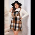 thumbnail image 4 of Vestido Estilo Pichi Informal Sin Mangas con Bolsillos y Tirantes Ajustables para Otoño e Invierno, Talla Grande, para Mujer. Marrón XXL, 4 of 8
