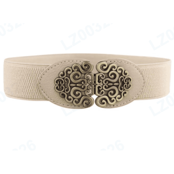 Weikingp Filigree Scroll Waist Belt With Retro Buckl Elastic Vintage Buckle Belt and Dresses Coats Wide Thick Plus Size Belts Alloy Leather Belt Belt Straps and Womenladies Fashion Waistband