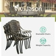 thumbnail image 5 of VIVIJASON 5-Piece Patio Furniture Fire Pit Set, All-Weather Cast Aluminum Outdoor Conversation BBQ Set, Include 4 Chairs and 1 Barbecue Grill Table for Balcony, Lawn, Garden, Backyard, 5 of 7