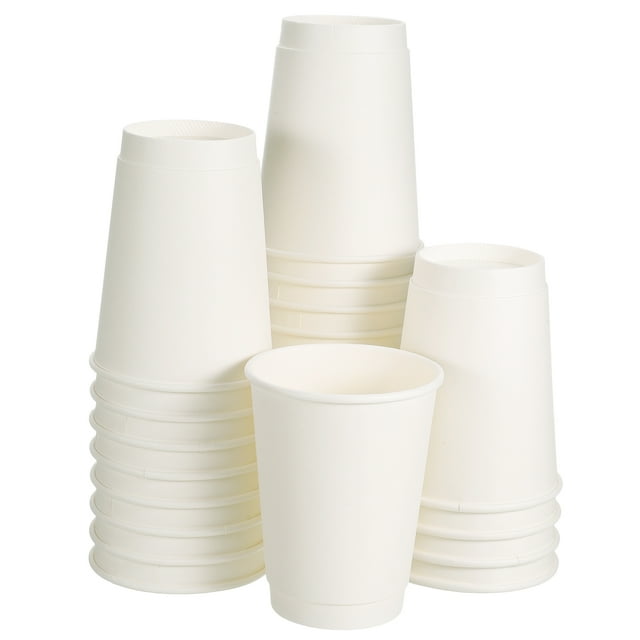 Tazas de papel para café blancas, paquete de 50, 12 oz x 90mm, tazas desechables de doble capa para agua, leche y jugo