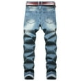thumbnail image 5 of dzxyzu Men's Slim Fit Stretch Jeans Ripped Skinny Jeans for Men, Distressed Straight Leg Denims Pants Fashion Comfort Flex Waist Trousers, 5 of 7