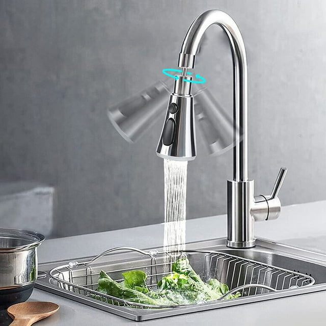 Kitchen Faucet Sprayer Head 3-Function Splash-proof Tap Sprayer Nozzle with Adapter 360-Degree Sink Pull Out Spray Replacement Heads for FM22/M24 Connector