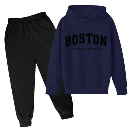 

Baby Boy Outfits Hoodie City Letter Printed Long Sleeve Pullover and Pants Toddler Girls Outfit Sets Size 7-8 Y