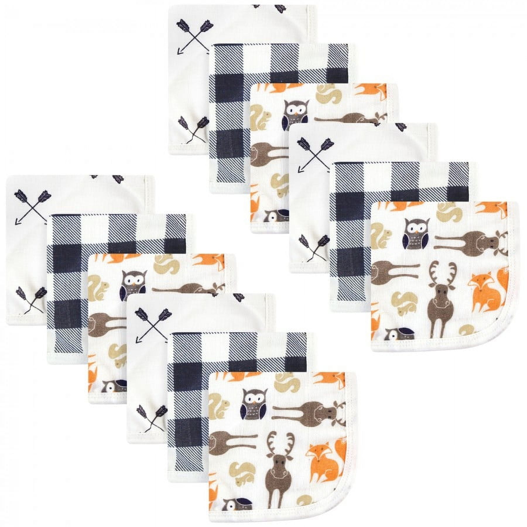 Hudson Baby 24Pc Cotton Muslin Washcloths, Forest, One Size