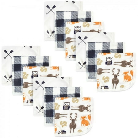 UPC: 0660168579383 | Hudson Baby Infant Boy Cotton Muslin Washcloths  Forest  One Size