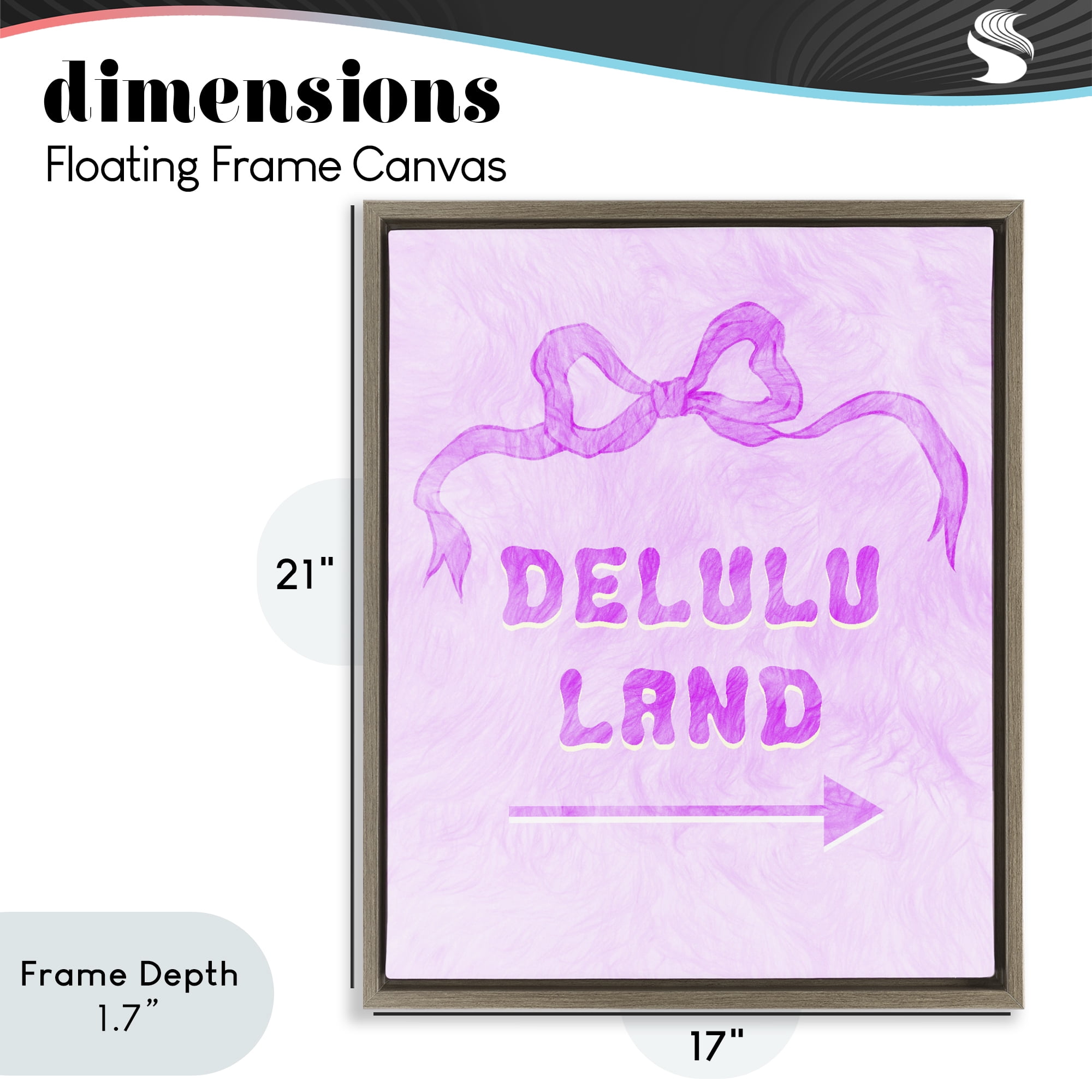 Stupell Industries Delulu Land Feminine Ribbon Brown Framed Floater Canvas Wall Art, design by Ziwei Li