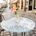 thumbnail image 6 of Light Blue Coastal Round Tablecloth for 36-44 Inch Tables,Fitted Table Cover with Elastic Edge,Coral Jellyfish Starfish Ocean Nautical Waterproof Outdoor Table Cloth Protector for Patio Garden Dinner, 6 of 9