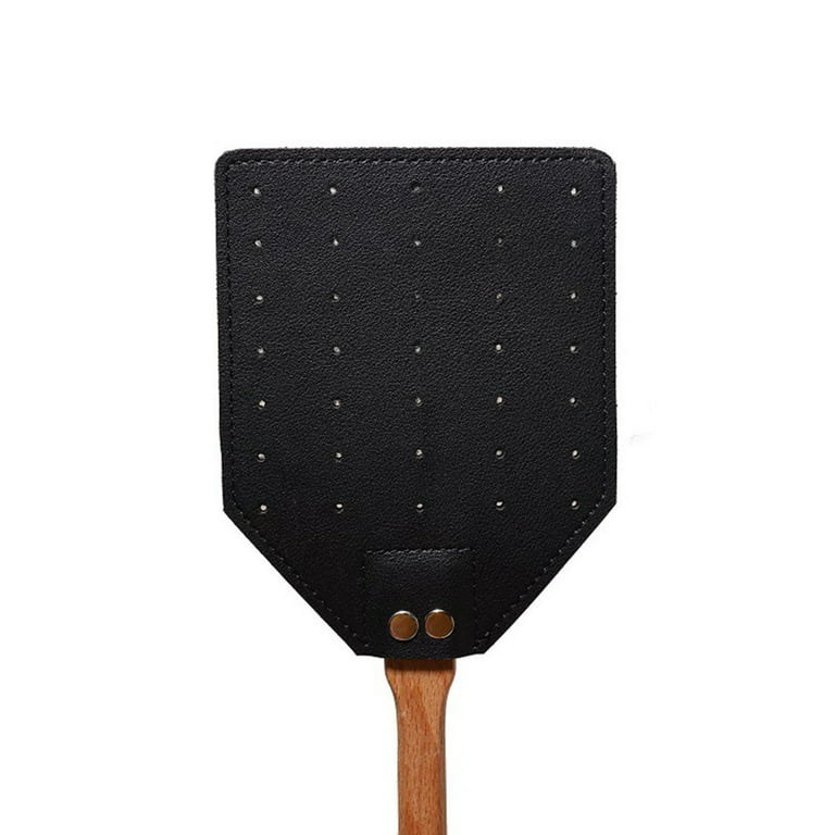 Heavy Duty Leather Fly Swatter Brown Leather with Beech Wood Long