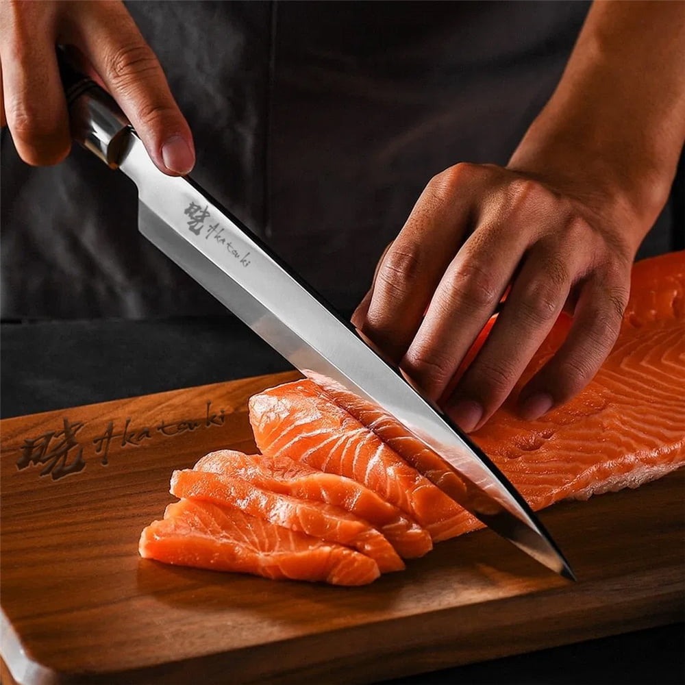 Japanese Sushi Knife 8.5inch Chef Knife for Sashimi Fish,High Carbon Stainless Steel Slicing Meat Knife with Box