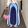 thumbnail image 7 of Dweltoz Baggy Sweat Pants Drawstring Waist Color Block Straight Leg Active Pants Athletic Loose Stretchy Y2k Joggers,Blue M, 7 of 7