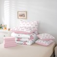 thumbnail image 6 of Erosebridal Pink Ribbon Bow 7-Piece Bedding Comforter Set For Girls,Cute Polka Dots King Bedding Sets For Kids,Pink Reversible, 6 of 7
