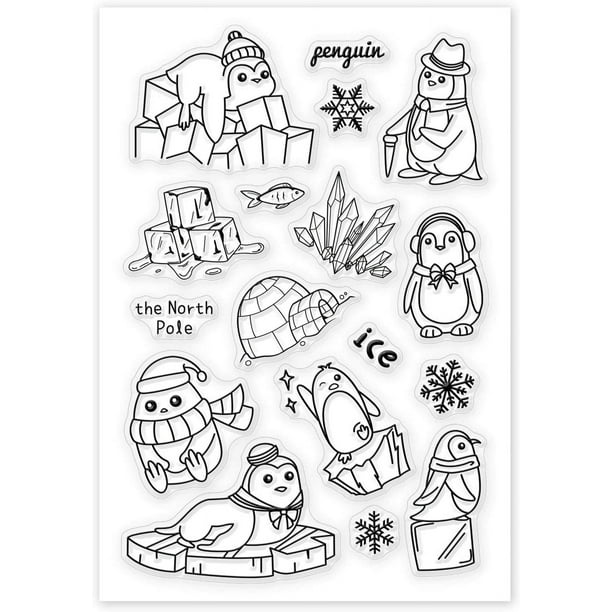 Sellos transparentes de Penguin: El Polo Norte - Sello de silicona de hielo para decoración de tarjetas y scrapbooking DIY
