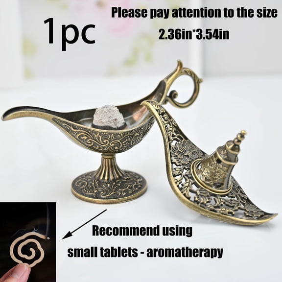 1pc Vintage Bronze Incense Holder - Intricate Carved Middle Eastern Style Home Decor Ornament Holiday Gift Luxury Metal Craft for Incense Coils