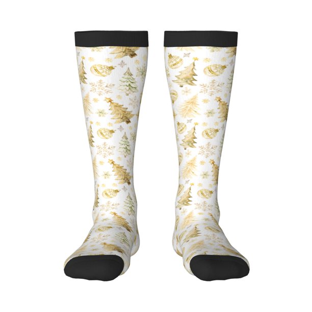 Balery Gold Christmas Tree Calcetines novedosos Calcetines deportivos Calcetines hasta la rodilla Calcetines de algodón Calcetines originales y geniales