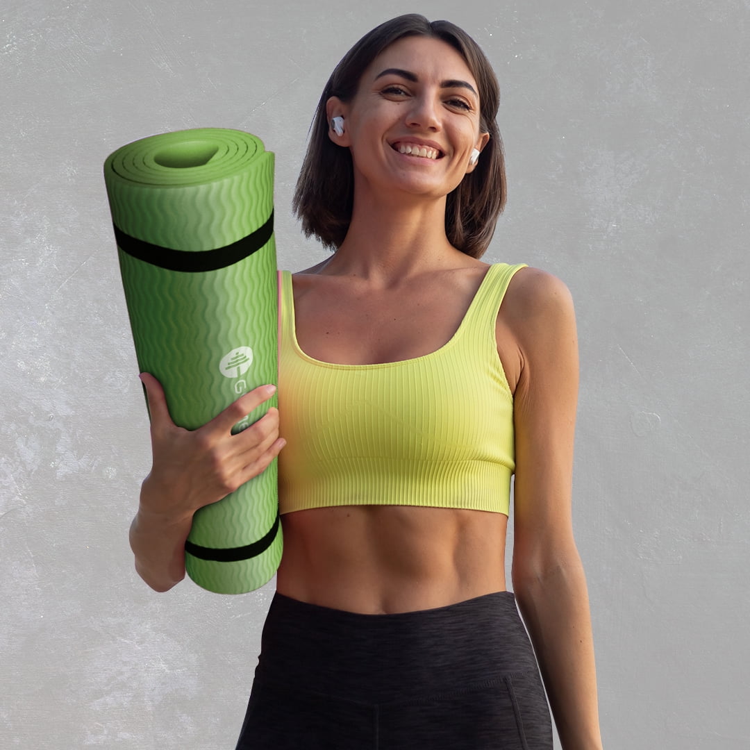 Gymenist Thick Exercise Yoga Floor Mat Nbr 24 x 71 Inches, Great for Camping, Cardio Workouts, Pilates, Gymnastics, Carrying Strap Included