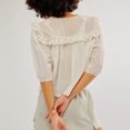 thumbnail image 3 of Gupgi Women Mesh Shirts Summer Solid Color V-Neck Short Sleeve Ruffles Translucent Blouse Casual Loose Tops, 3 of 8