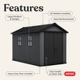 thumbnail image 4 of Keter Newton Plus 7.5x11 ft. Durable Resin Outdoor Storage Shed With Heavy Duty Floor and Locking Door, Grey, 4 of 19