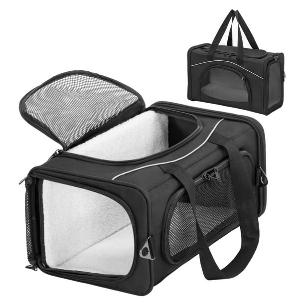 Transportín para mascotas Petsfit Airline aprobado para gatos pequeños, color negro