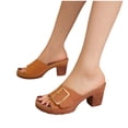 thumbnail image 3 of NOKIO Women's Beach Slope Heel Slippers Hollow Casual Slippers Slope Bottom Shoes Retro Sandals Women's Open Toe Heels Sandals Low Block Heeled Sandal Slip on Mules Comfortable Casual Dress Shoes, 3 of 5