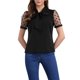 thumbnail image 1 of INSPIRAR CHIC Blusa de Manga Corta de Malla con Cuello de V y Lazo para Mujeres, Color Negro, Talla L, 1 of 6