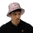thumbnail image 6 of Daiia Purple Watercolor Flowers Pattern Bucket Hat - Trendy Cotton Sun Hat for Beach, Golf, Fishing - Fun Outdoor Vacation Boonie for Men and Women, 6 of 9