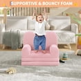 thumbnail image 6 of Kids Couch, 2-in-1 Convertible Teddy Fleece Fabric Toddler Sofa Chair, Soft Fold Out Couch Lounger for Kids, Comfy Children's Sofa Bed for Playroom, Nursery, Birthday Gift (Pink), 6 of 7