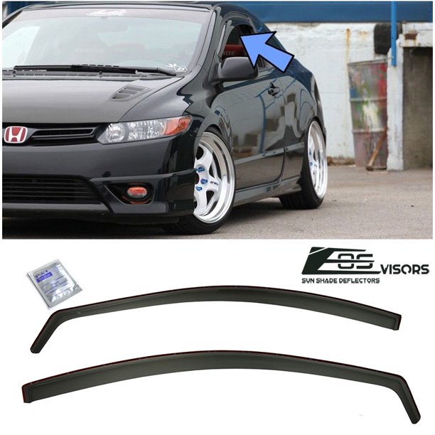 Extreme Online Store Repalcement For 2006 2011 Honda Civic Coupe Models Eos Visors Jdm In Channel Style Smoke Tinted Side Vents Window Deflectors Rain Guard Walmart Com Walmart Com