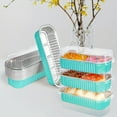 thumbnail image 4 of 20PCS Rectangle Mini Loaf Pans with Lids,Mini Cake Pans with Lids,Disposable Ramekins Baking Cups Muffin Tins Cupcake Cups for Wedding Birthday Party,6.8oz (Blue), 4 of 5