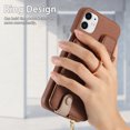 thumbnail image 4 of Compatible for iPhone 11 Zipper Wallet Case with Card Holder, Rotation Ring [Two-Way Kickstand], PU Leather Card Slots RFID Blocking Protection Shockproof Purse Case, Brown, 4 of 10