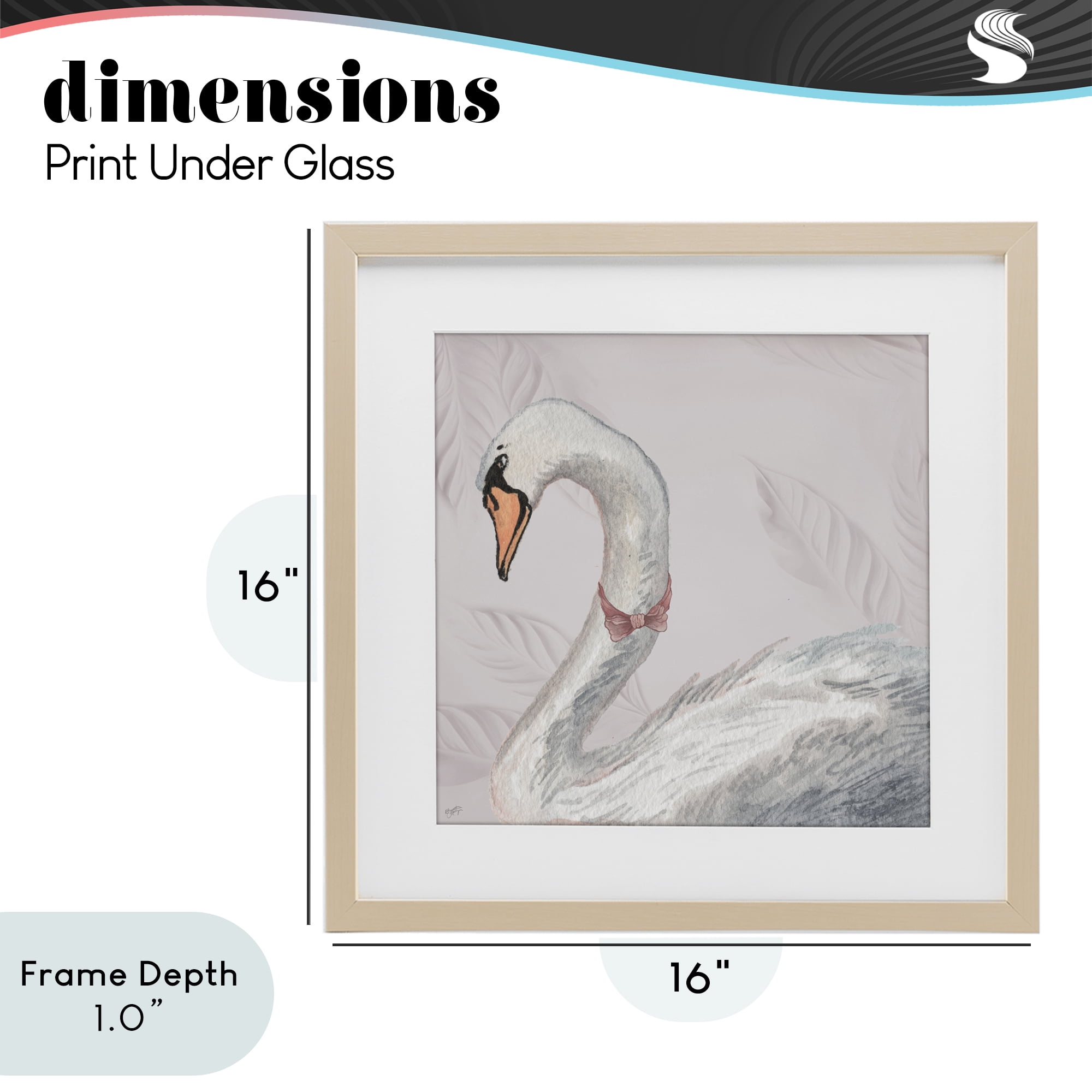 Stupell Industries Soft Classic Swan & Bow Birch Framed Print Under Glass, design by Elizabeth Medley