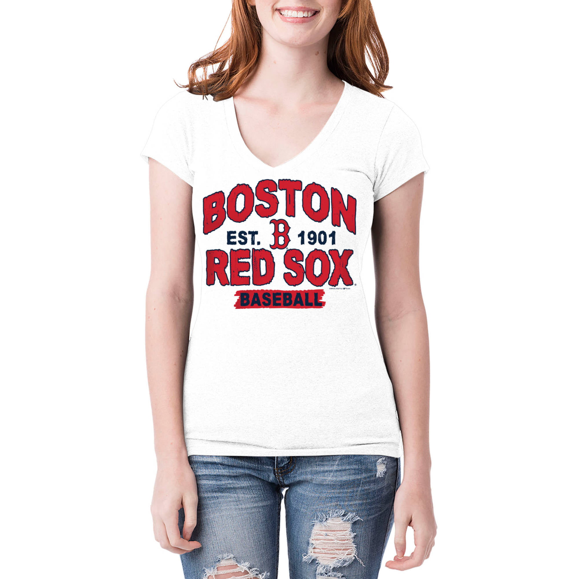 Boston Red Sox Womens Short Sleeve White Graphic Tee - Walmart.com