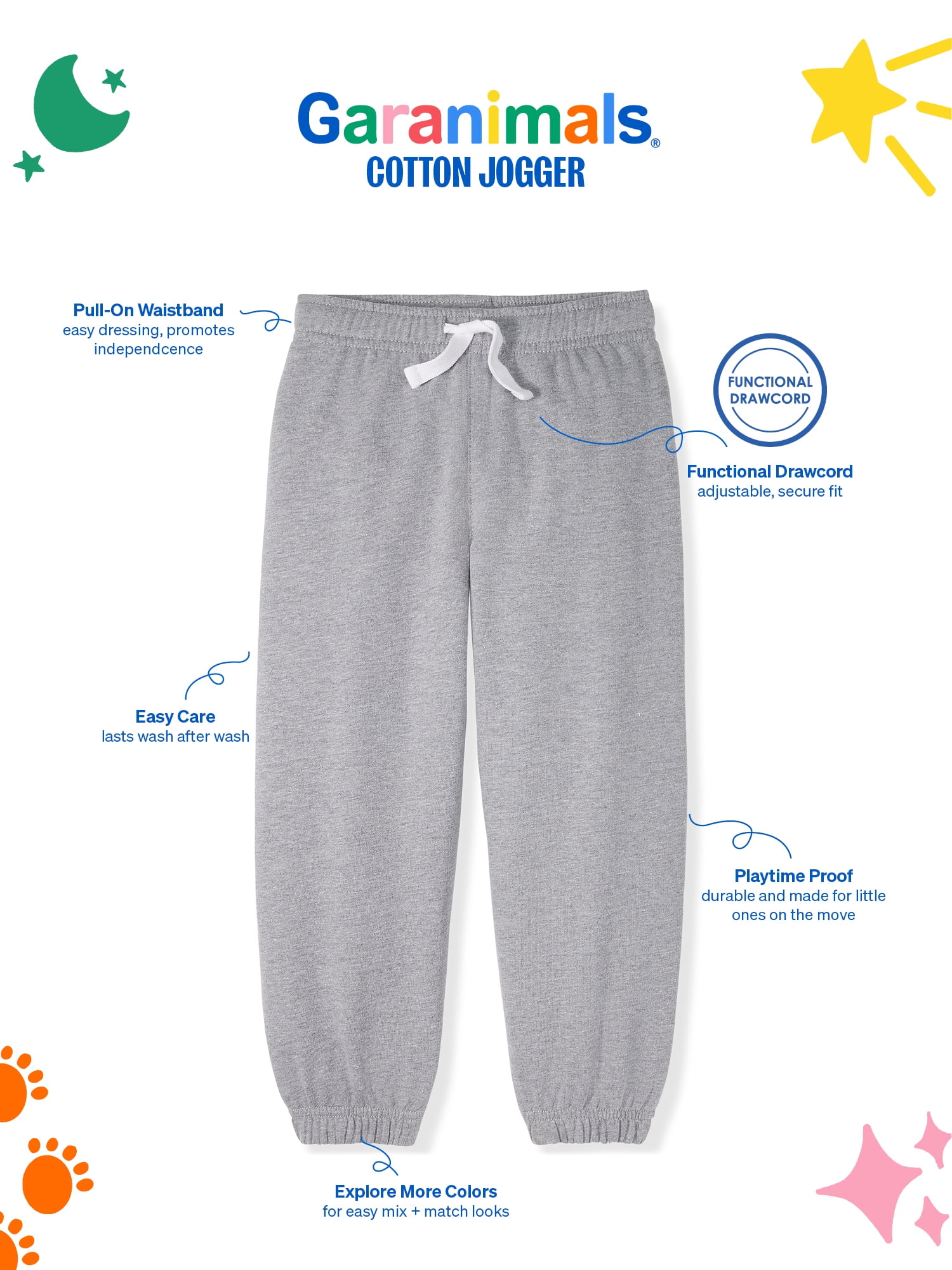 Garanimals Newborn, Baby & Toddler Boy Cotton French Terry Pull-On Joggers, Single & Multi-Pack, Sizes 0-6T