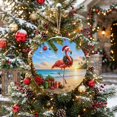 thumbnail image 5 of Welcome Sign for Front Door, Christmas Flamingo Round Metal Wall Art Wreaths, Coastal Beach Coconut Tree Xmas Balls Outdoor Indoor Wall Hanging Sign for Porch Decor Housewarming Gifts 5.9 Inch, 5 of 8