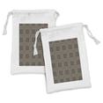 thumbnail image 1 of Ethnic Fabric Pouch Set of 2, Oriental Damask Motif in Earth Tones Moroccan Tribal Style Mosaic Art Boho, Drawstring Bag for Toiletries Masks and Favors, 9" x 6", Dark Grey and Tan, by Ambesonne, 1 of 2