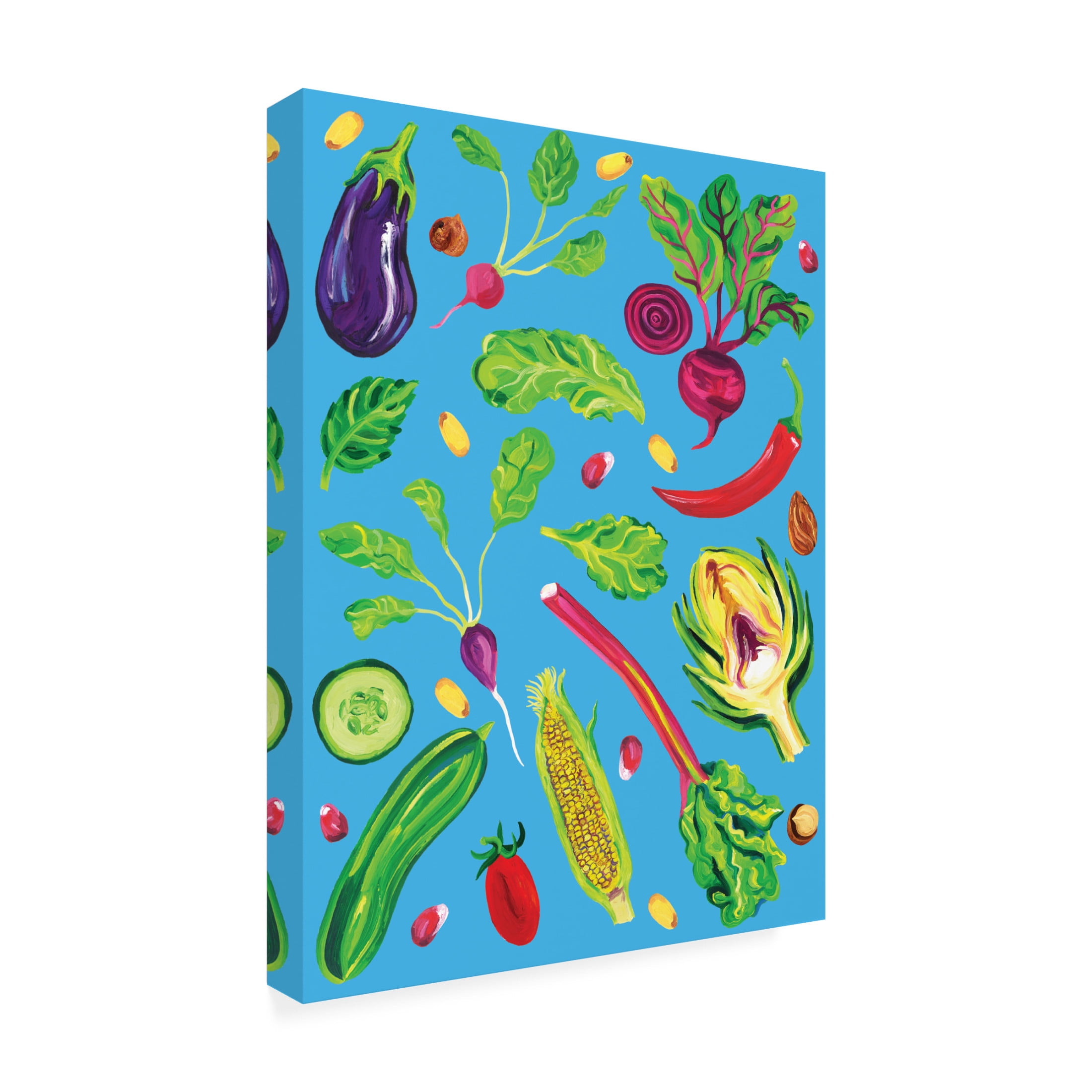 Trademark Fine Art Alice Straker Spring Vegetables Blue Canvas Wall Art