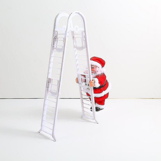 Escalera de escalada eléctrica de Papá Noel decoración navideña figura de Papá Noel adorno de muñeca (1 juego-rojo + blanco)