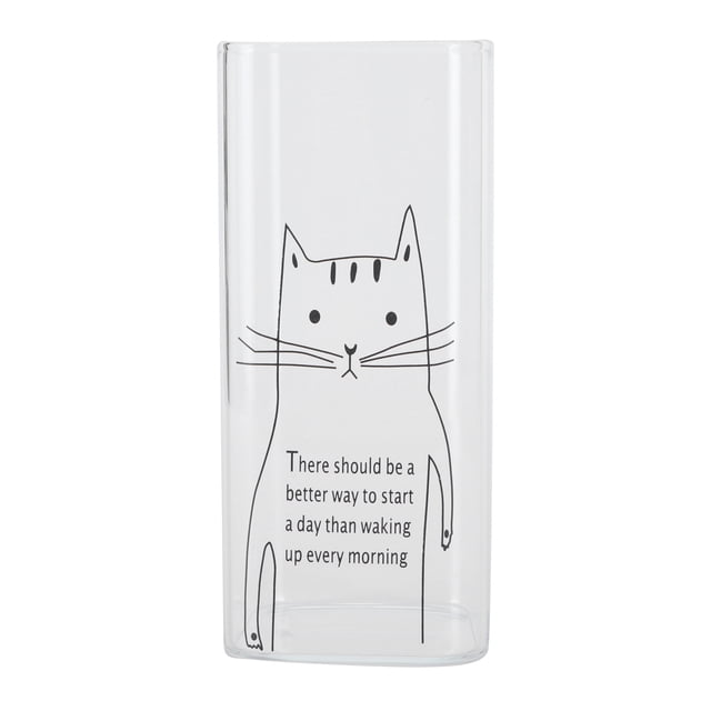 Tazas de vidrio con dibujos, 400 ml, para té, café y desayuno, elegante juego de vasos con diseño de gato