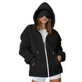 thumbnail image 2 of Womens Hoodies Plus Size, Women's Zip Up Hoodies Sweatshirts Clothes Teen Girl Fall Casual Drawstring Jackets With Pockets Overcoat, Black L, 2 of 9
