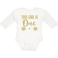 thumbnail image 3 of Inktastic 1st Birthday Gold Lettering 1 Year Old Girls Long Sleeve Baby Bodysuit, 3 of 5
