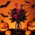 thumbnail image 4 of Hyknon Halloween Artificial Floral Pick Decor, Glitter Pumpkin Skull Spider Branch Stems Insert Ornament, Decor Ornaments for Vase Bar Table Centerpiece Fireplace Mantel Halloween Party Home Indoor E, 4 of 6